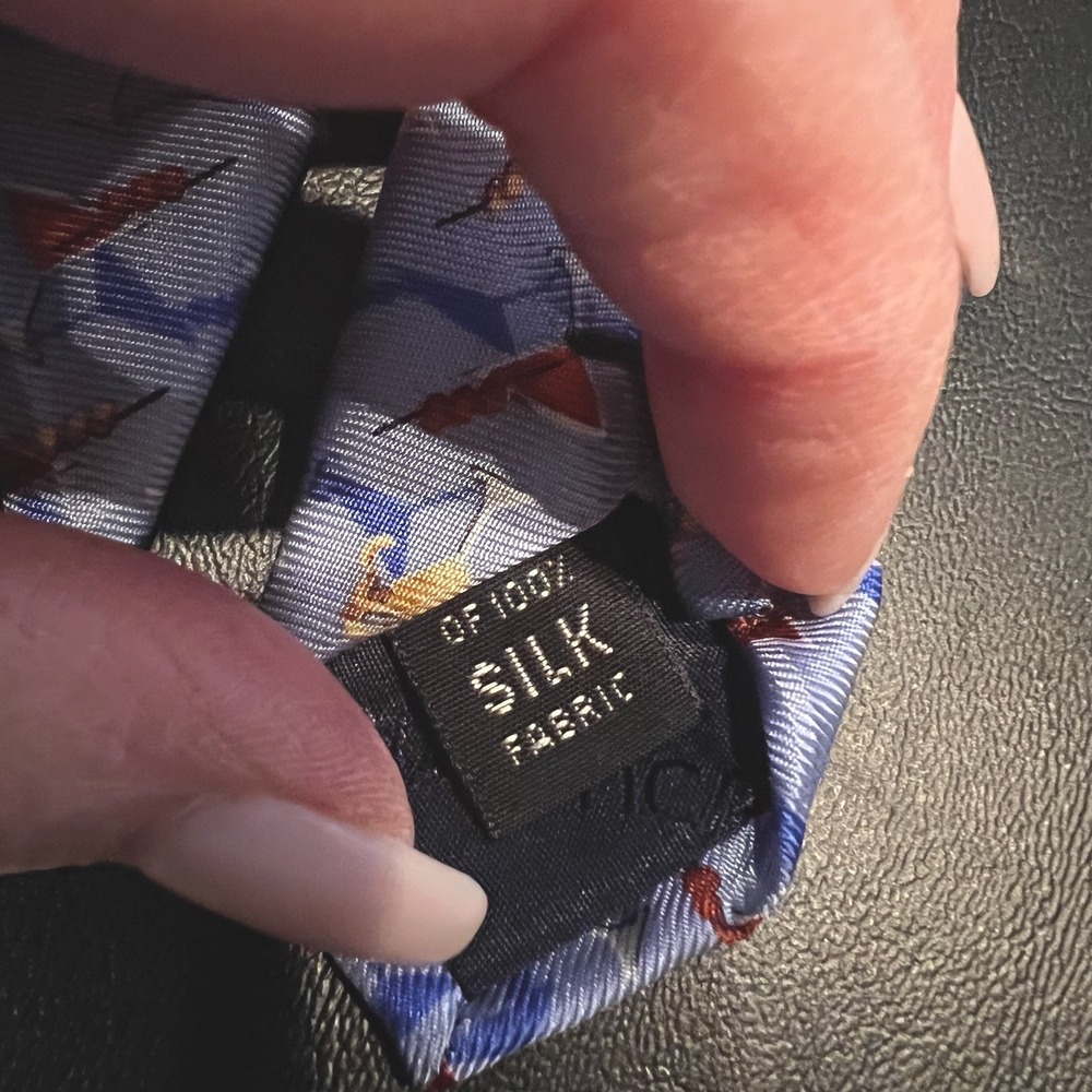 Nautica Blue Silk Tie With All‎ Over Martini Glass Pattern - Picture 6 of 6